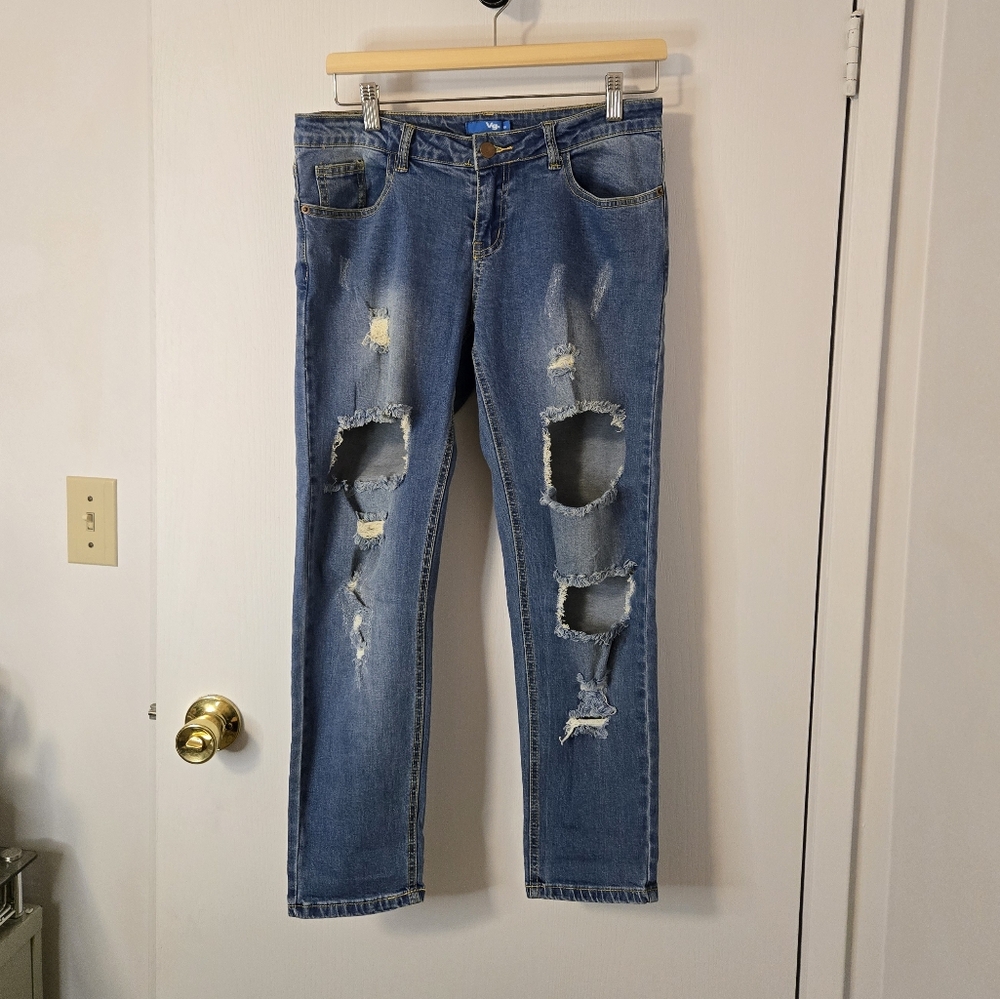 Valley Girl jeans with yellow stitching - size 10